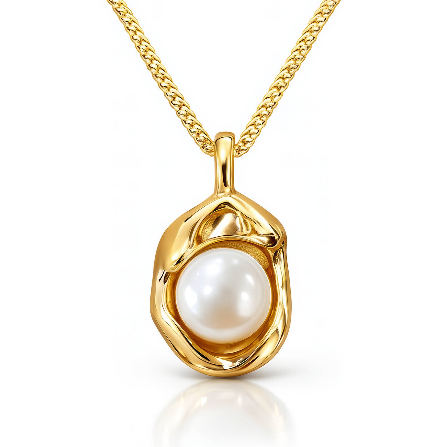 Pearl necklace, 18K Gold Plated Steel