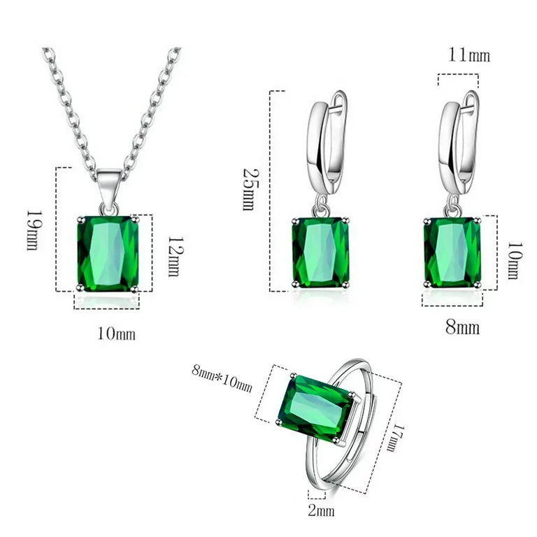 Rectangle Zircon jewellery set