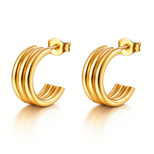 Stud earrings, 18K Gold Plated Steel