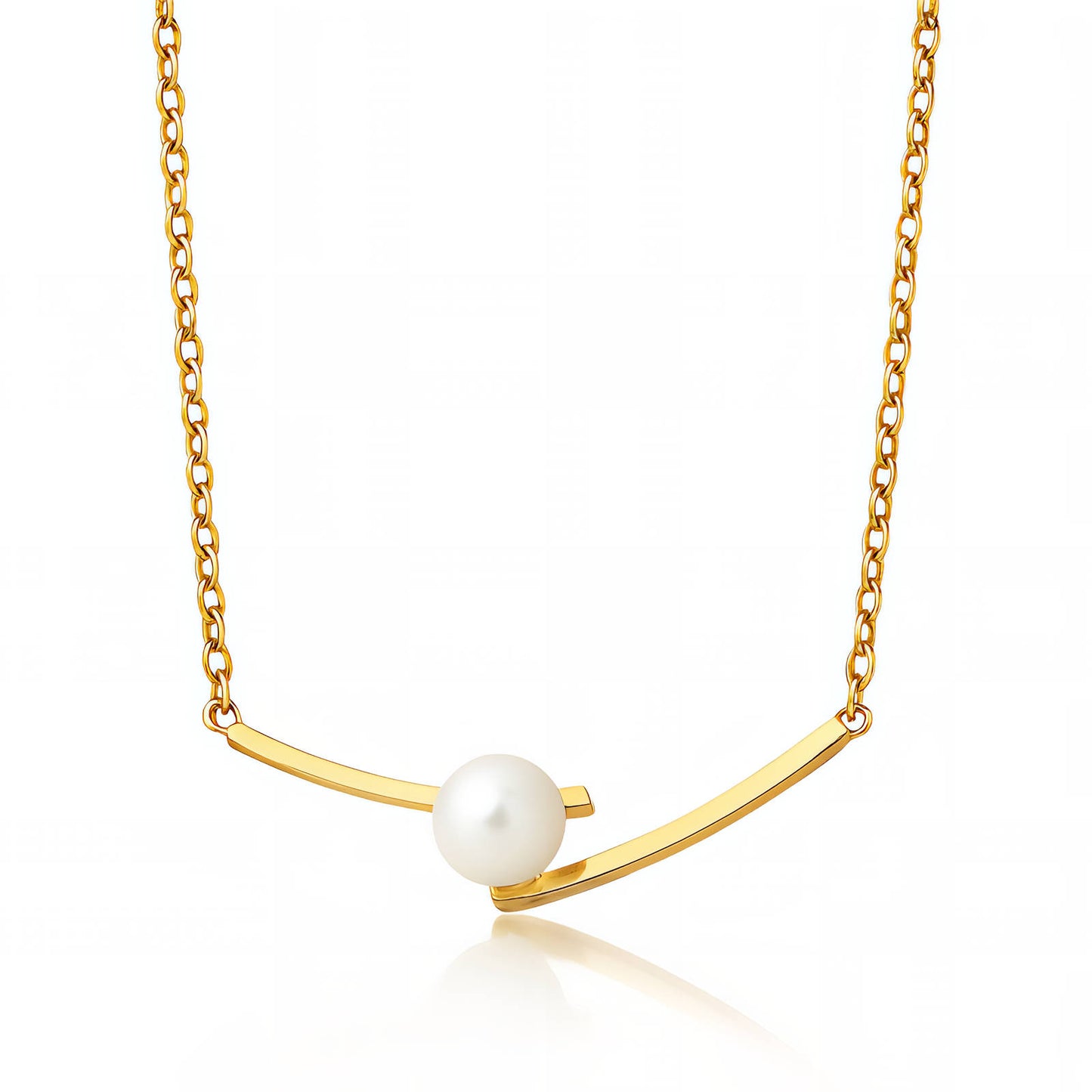pearl necklace, 18K Gold Plated Steel