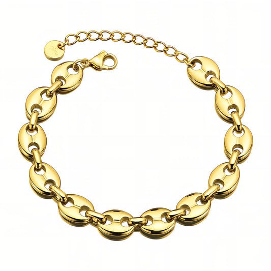 Coffee grin bracelet, 18K Gold Plated Steel