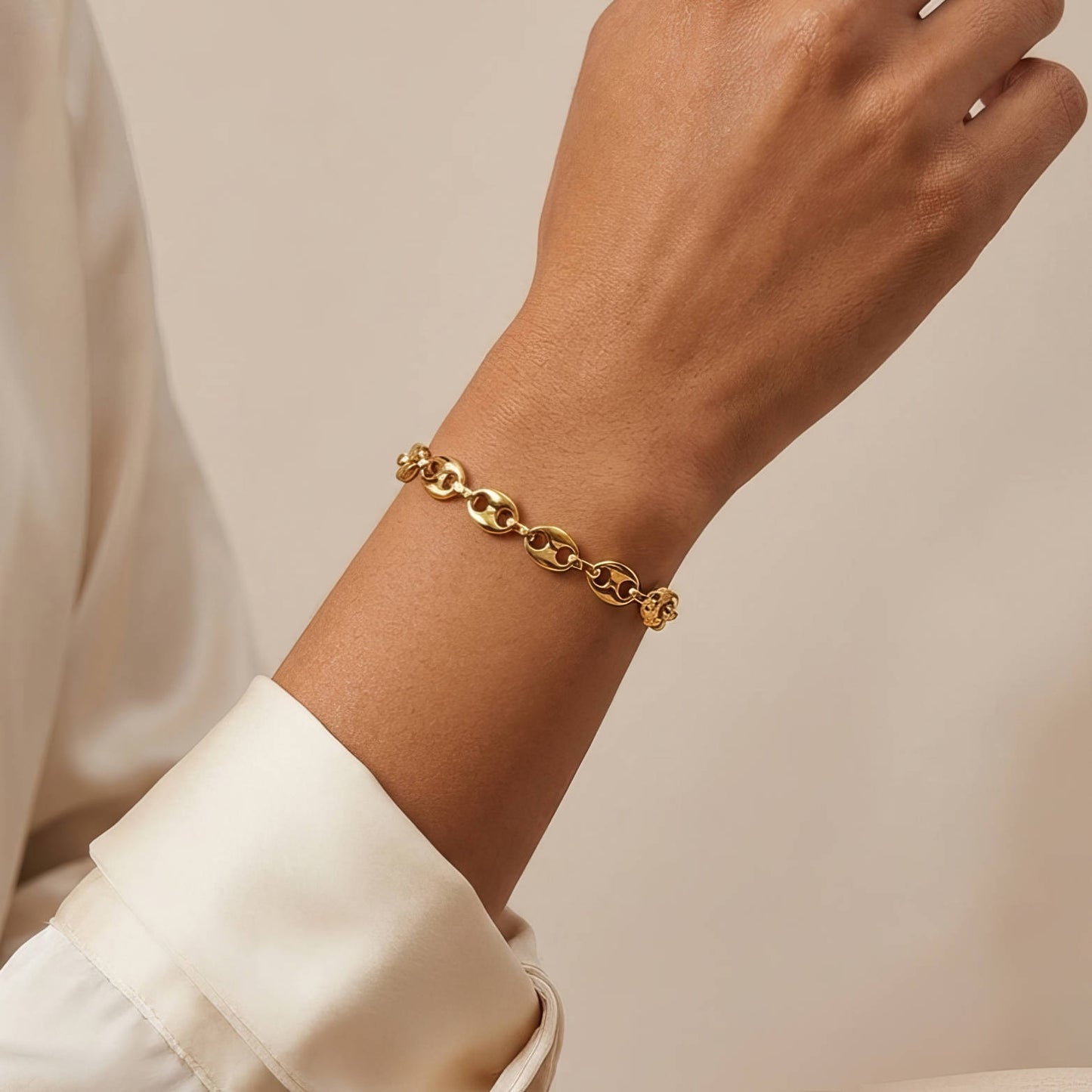 Coffee grin bracelet, 18K Gold Plated Steel