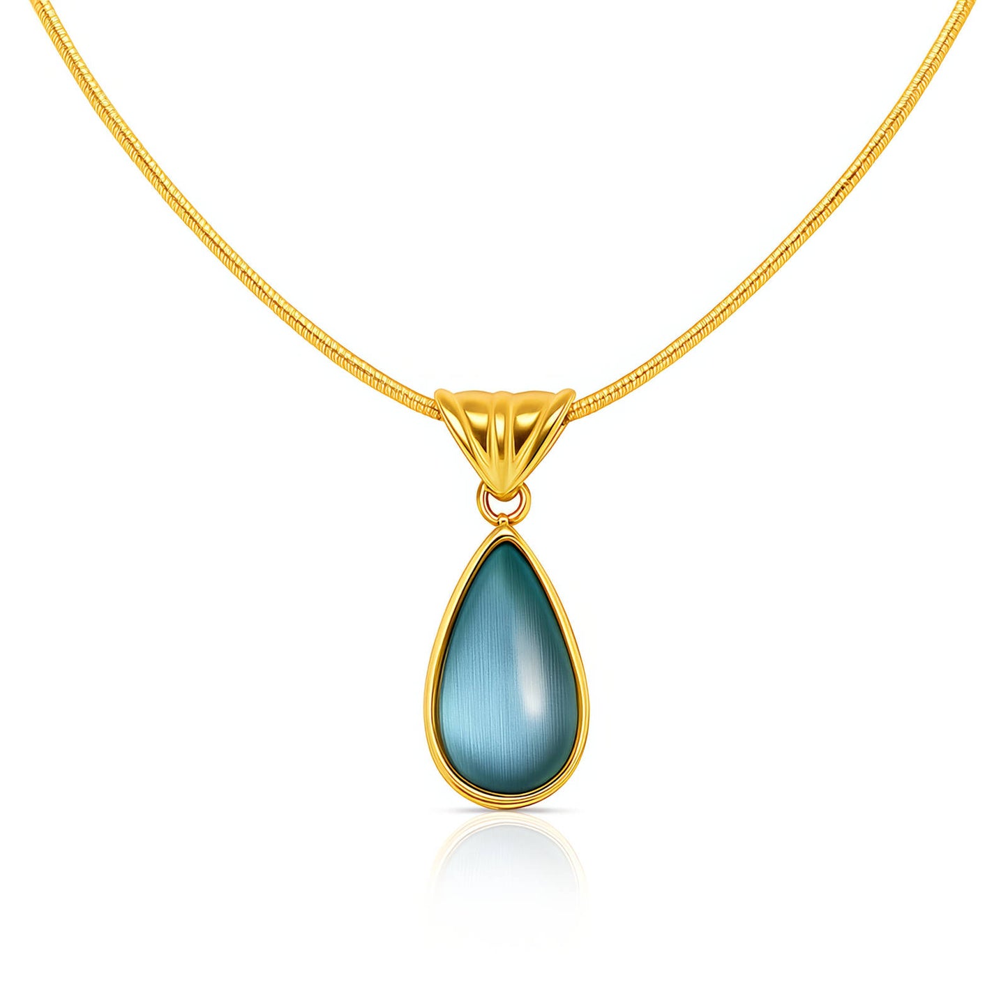 Bleu water drop necklace, 18K Gold Plated Steel