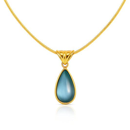 Bleu water drop necklace, 18K Gold Plated Steel