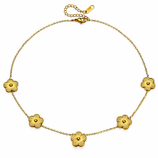 "Flower Meadow" Necklace, 18K Gold Plated Steel