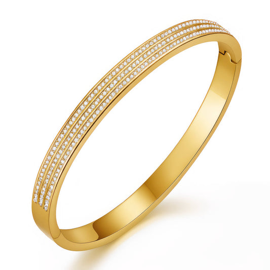 Bangle bracelet, 18K Gold Plated Steel