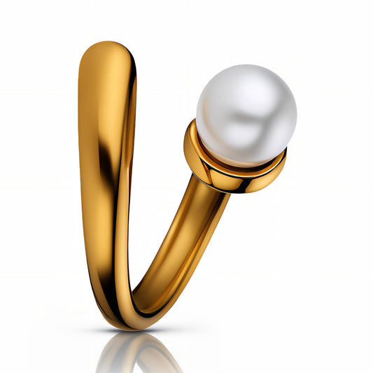 Pearl Ring, 18K Gold Plated Steel