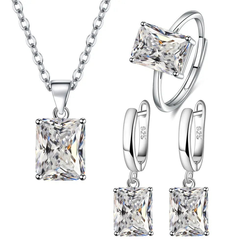 Rectangle Zircon jewellery set