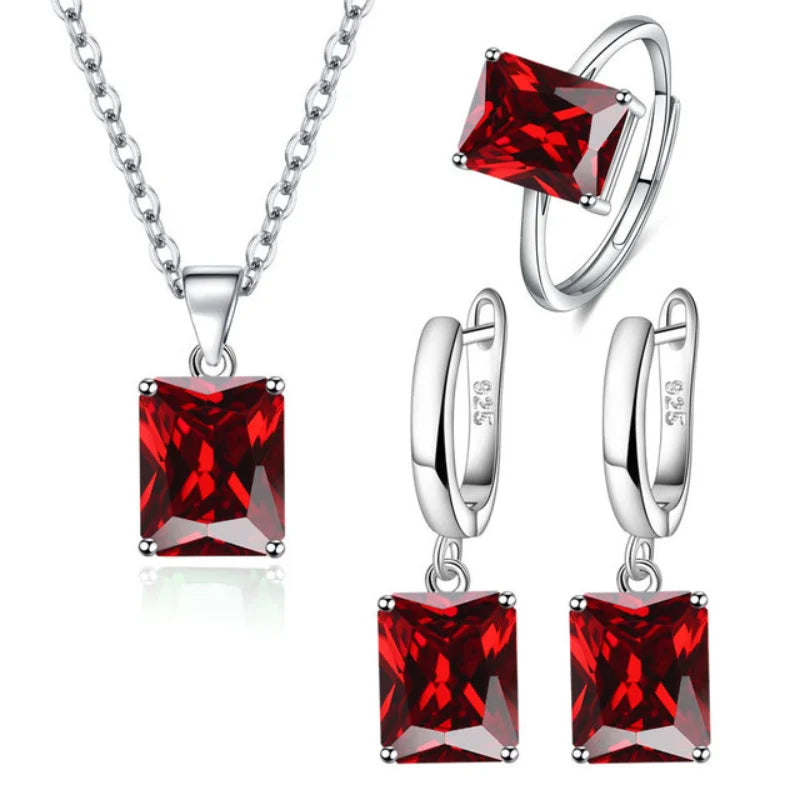 Rectangle Zircon jewellery set