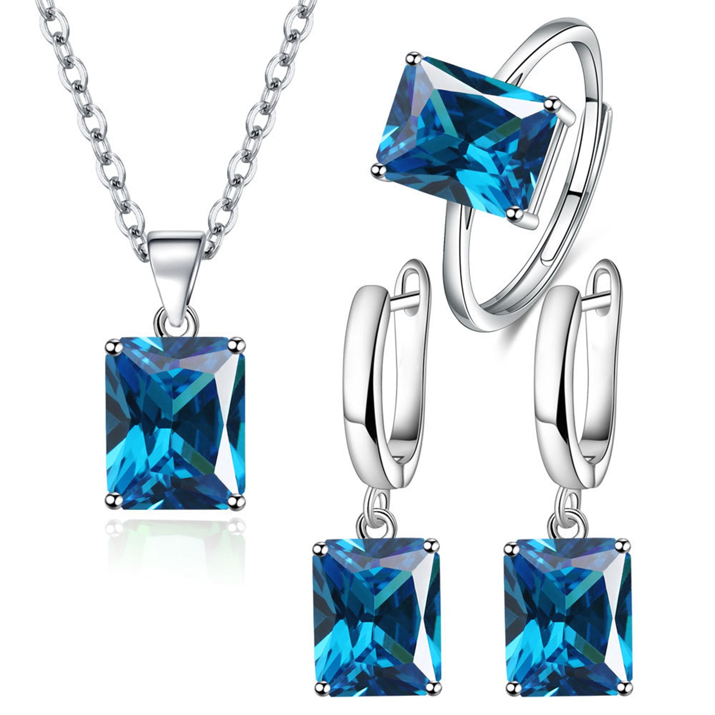 Rectangle Zircon jewellery set